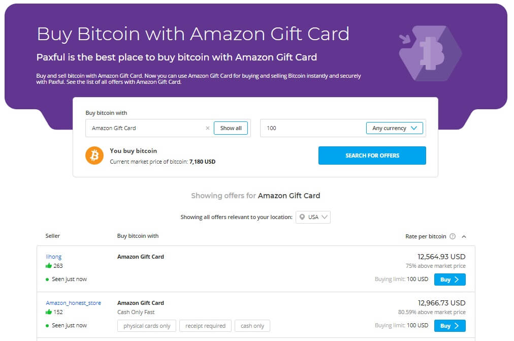 buy bitcoin with amazon gift card paxful