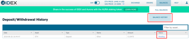 hvordan kjøpe bitdegrad-tokens - IDEX-balansehistorikk