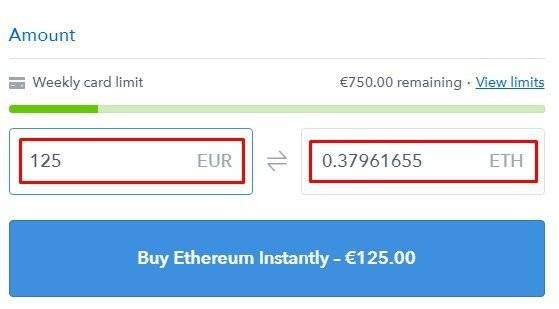 Tedenska omejitev kartice Coinbase