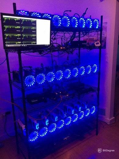 Ethereum Mining Rig Legge til lys og skjermer til enheten