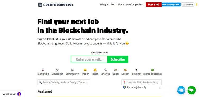 Blockchain Jobs: spletno mesto Cryptojobslist